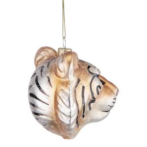 Décoration de Noël HANG ON Tête de tigre Verre coloré - Marron clair