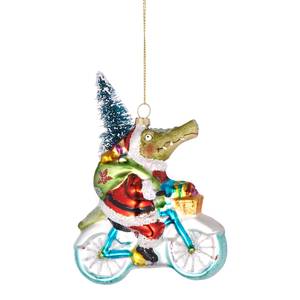 Déco de Noël HANG ON Croco vélo Verre transparent - Vert