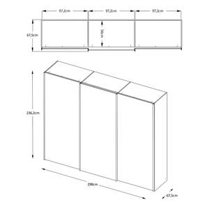 Schwebetürenschrank Sinfonie Plus Typ A Weiß - 298 x 240 cm - Basic - Silber