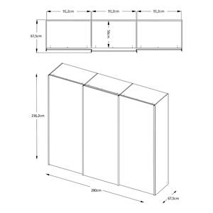 Zweefdeurkast Sinfonie Plus type A Wit - 280 x 240 cm - Classic - Zilver