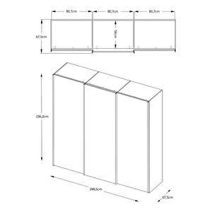 Zweefdeurkast Sinfonie Plus type A Sonoma eikenhouten look - 249 x 240 cm - Classic - Zilver