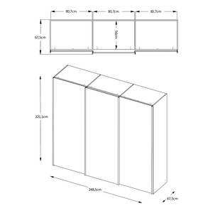 Schwebetürenschrank Sinfonie Plus Typ A Sand - 249 x 222 cm - Premium - Silber