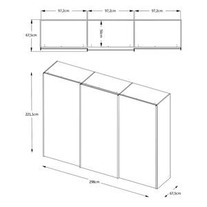 Zweefdeurkast Sinfonie Plus type A Wit - 298 x 222 cm - Premium - Zilver