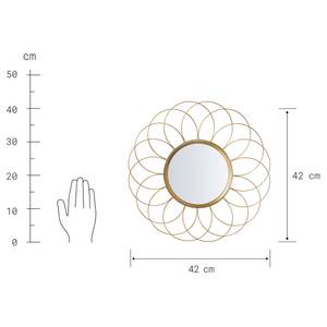 Miroir FIORE Acier inoxydable / Miroir en verre - Doré - Diamètre : 42 cm