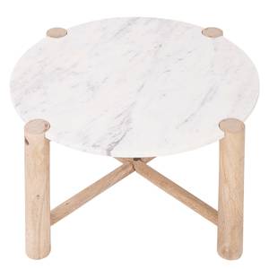 Tavolino MARVELOUS Marmo / Legno di mango massello - Naturale / Bianco