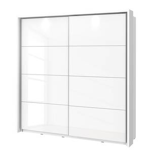 Armoire à portes coulissantes Shiny Avec éclairage Avec éclairage - Blanc brillant / Blanc