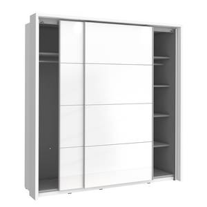 Armoire à portes coulissantes Shiny Avec éclairage Avec éclairage - Blanc brillant / Blanc