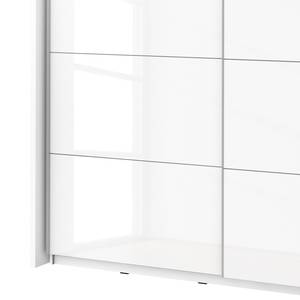 Armoire à portes coulissantes Shiny Avec éclairage Avec éclairage - Blanc brillant / Blanc