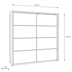 Armoire à portes coulissantes Shiny Avec éclairage Avec éclairage - Blanc brillant / Blanc