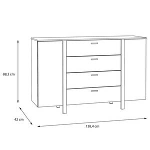 Table de chevet Samtoge I Décor d’épicéa Bramberg / Décor tungstène