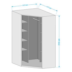 Armoire d’angle KiYDOO I Gris métallisé - Hauteur : 210 cm