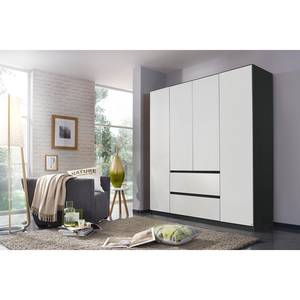 Armoire Mainz Blanc alpin / Gris métallisé - Largeur : 181 cm - Sans portes miroir