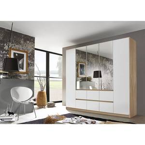 Armoire Mainz Blanc alpin / Imitation chêne de Sonoma / - Largeur : 226 cm - Avec portes miroir