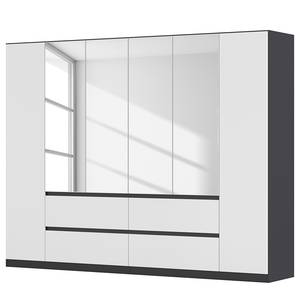 Drehtürenschrank Mainz Alpinweiß / Graumetallic - Breite: 271 cm - Mit Spiegeltür/-en