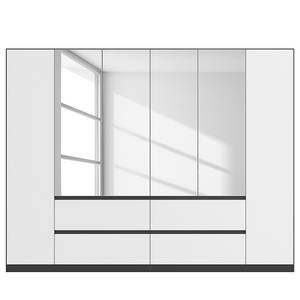 Draaideurkast Mainz Alpinewit/metallic grijs - Breedte: 271 cm - Met spiegeldeuren