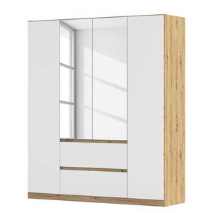 Armoire Mainz Blanc alpin / Imitation chêne Artisan - Largeur : 181 cm - Avec portes miroir