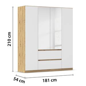 Armoire Mainz Blanc alpin / Imitation chêne Artisan - Largeur : 181 cm - Avec portes miroir