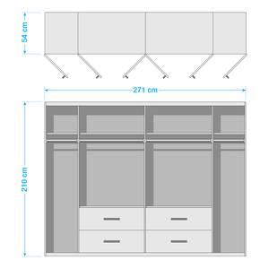 Armoire Mainz Blanc alpin / Gris métallisé - Largeur : 271 cm - Sans portes miroir