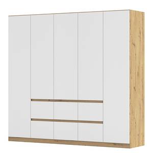 Draaideurkast Mainz Alpinewit/Eikenhouten Artisan look - Breedte: 226 cm - Zonder spiegeldeuren