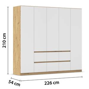 Armoire Mainz Blanc alpin / Imitation chêne Artisan - Largeur : 226 cm - Sans portes miroir