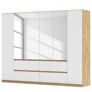 Armoire Mainz Blanc alpin / Imitation chêne Artisan - Largeur : 271 cm - Avec portes miroir