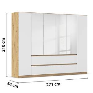 Armadio con ante battenti Mainz Bianco alpino / Effetto quercia Artisan - Larghezza: 271 cm - Con ante a specchio