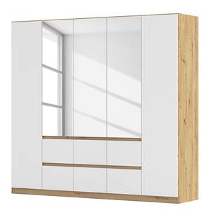 Armadio con ante battenti Mainz Bianco alpino / Effetto quercia Artisan - Larghezza: 226 cm - Con ante a specchio