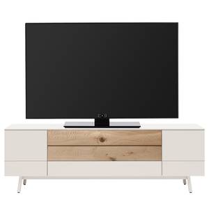 Tv-meubel Misano II fineer van echt hout - Wit/wild eikenhout - Zonder verlichting