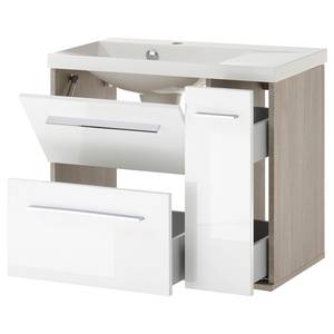 Mobile con lavabo Crown Bianco lucido / Effetto rovere