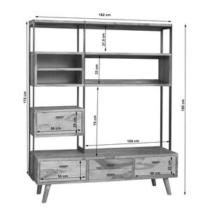 Open kast Eakly Massief acaciahout/metaal - bruin acaciahout/antracietkleurig