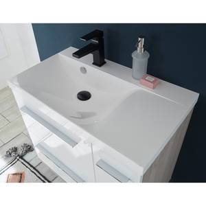 Set di mobili da bagno Crown II (3) Illuminazione inclusa - Bianco lucido / Effetto rovere