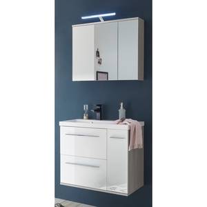 Set di mobili da bagno Crown I (2) Illuminazione inclusa - Bianco lucido / Effetto rovere