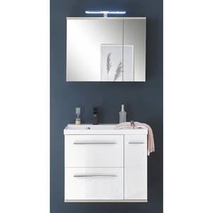 Set di mobili da bagno Crown I (2) Illuminazione inclusa - Bianco lucido / Effetto rovere