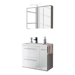 Set di mobili da bagno Crown I (2) Illuminazione inclusa - Bianco lucido / Effetto rovere