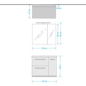 Salle de bain Crown I (2 éléments) Avec éclairage inclus - Blanc brillant / Imitation chêne