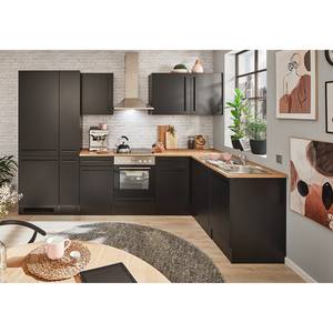 Hoek-keukenblok Pattburg Mat zwart - Breedte: 310 cm - Zonder elektrische apparatuur