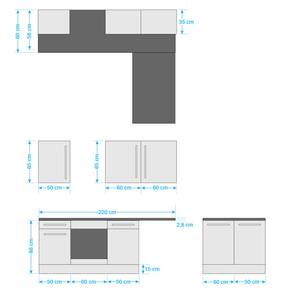 Cuisine équipée d’angle Pattburg Blanc brillant - Largeur : 220 cm - Sans électroménager