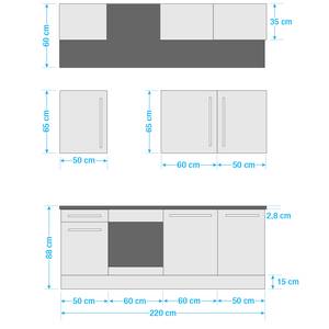 Cuisine équipée Pattburg III Blanc brillant - Largeur : 220 cm - Sans électroménager