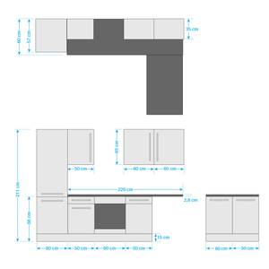 Cuisine équipée d’angle Pattburg Blanc brillant - Largeur : 280 cm - Sans électroménager