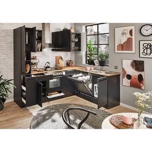 Cucina angolare Pattburg Opaco nero - Larghezza: 250 cm - Senza utensili di cucina