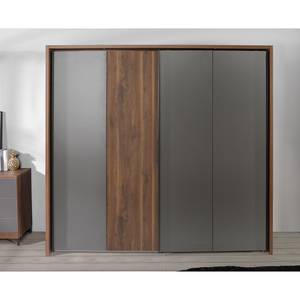 Schwebetürenschrank Quanto Bakesfield Walnuss Dekor / Uni Wolfram Grau - Breite: 220 cm