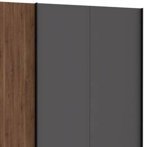 Armoire à portes coulissantes Quanto Imitation noyer Bakesfield / Décor gris tungstène uni - Largeur : 220 cm