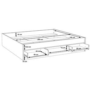 Bedframe Weser eikenhouten look/wit - 180 x 200cm