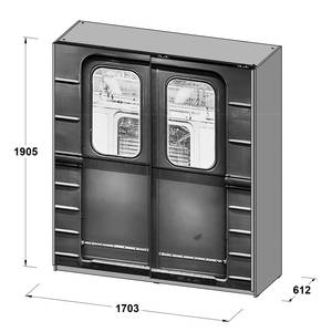 Schwebetürenschrank Motif II Print / Weiß