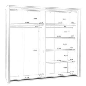 Schwebetürenschrank Morten Inkl. Beleuchtung - Hochglanz Weiß - Breite: 231 cm