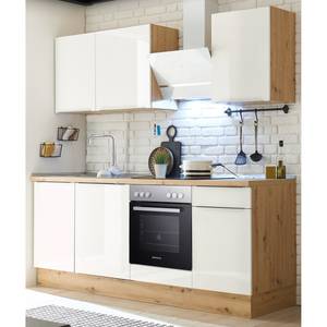 Keukenblok Marleen II Wit hoogglans/Eikenhouten Artisan look - Breedte: 220 cm