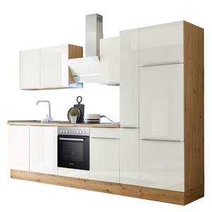 Keukenblok Marleen II Wit hoogglans/Eikenhouten Artisan look - Breedte: 310 cm