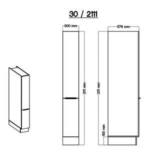 Cuisine Marleen II Blanc brillant / Blanc - Largeur : 310 cm