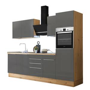 Keukenblok Marleen I Grijs/Eikenhouten Artisan look - Breedte: 280 cm