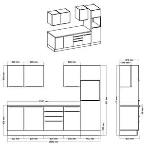 Küchenzeile Marleen I Grau / Eiche Artisan Dekor - Breite: 280 cm